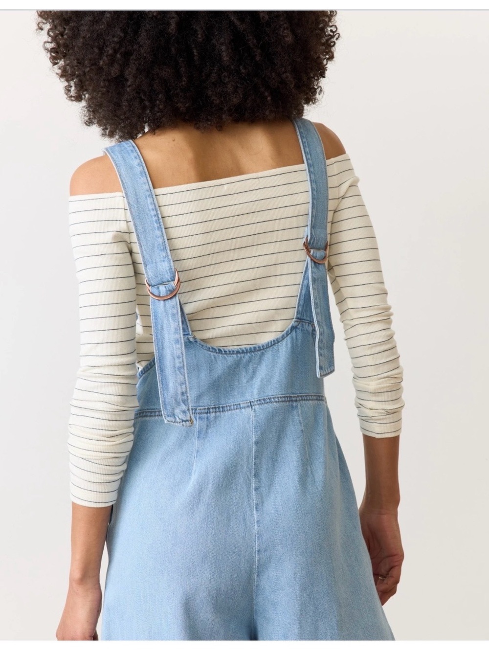 Layla denim overalls: Marine Layer Light Blue Wide-Leg Denim Overalls - Picture 3 of 7